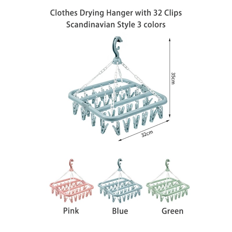 Baby Clothing Hanging Rack - Gantungan pengering pakaian dengan 32 klip