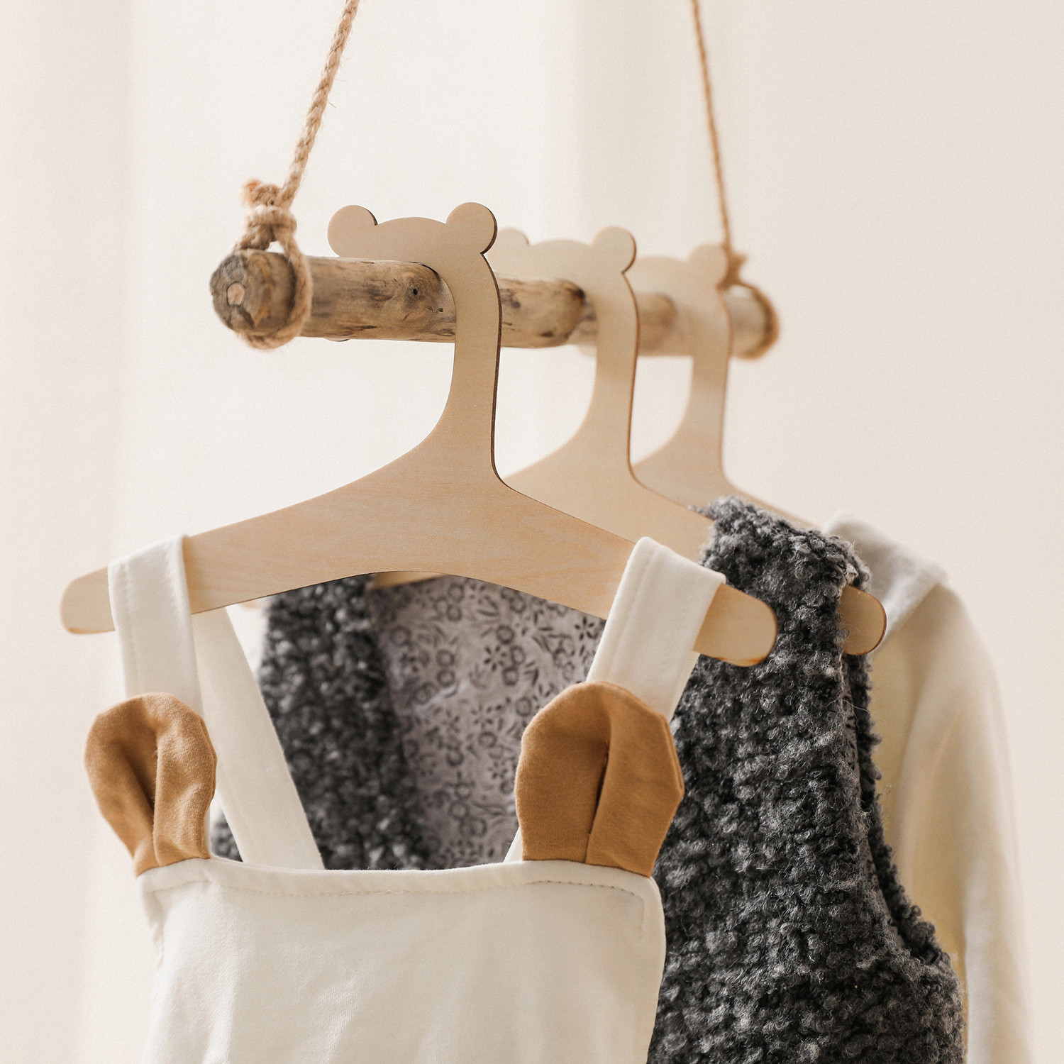 Baby Clothing Hanging Rack - 5/10 Buah Gantungan Bayi Kayu Gantungan