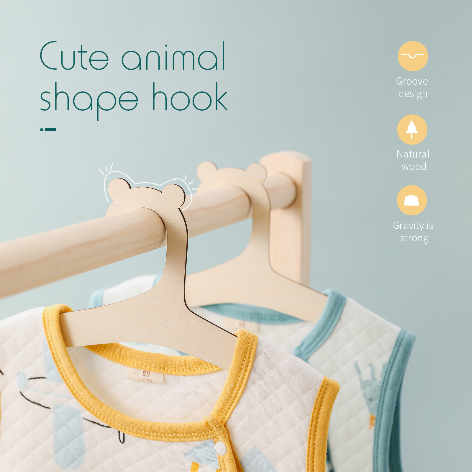 5/10 Buah Gantungan Bayi Kayu  - Baby Clothing Hanging Rack ulasan dan harga